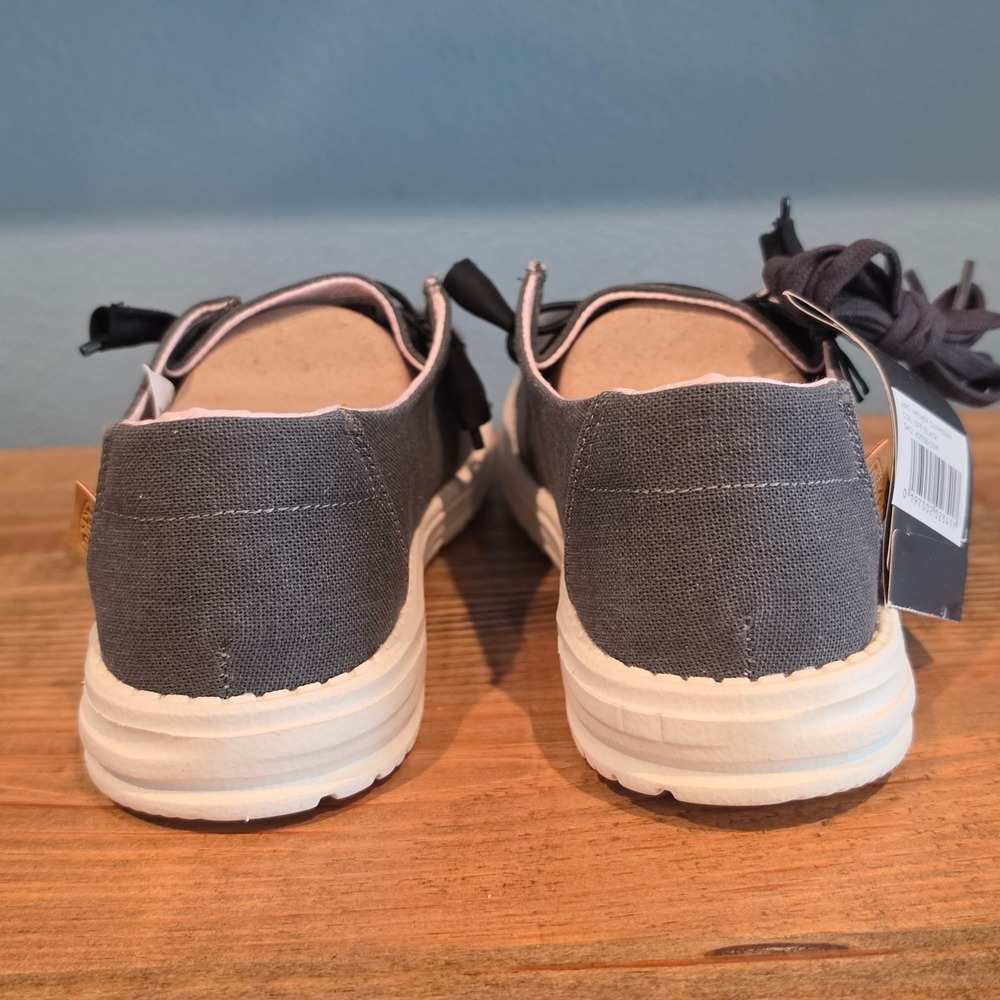 Hey Dude Womens Wendy Chambray Loafers Grey Canvas Slip On Casual Shoes Size 10 - Picture 4 of 12